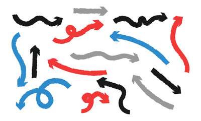Set of Hand drawn vector arrows doodle on white background. design element vector illustration.