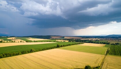 Obraz premium Aerial Farmland Storm Clouds