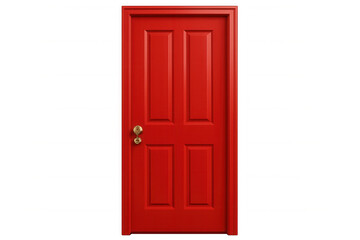 Obraz premium Vintage golden doorknob adorning vivid red door, partially opened against transparent backdrop