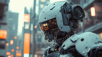 Futuristic robot cityscape