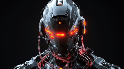 Futuristic robot head closeup
