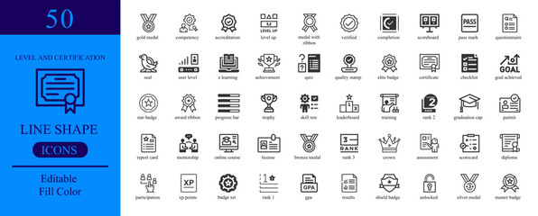 Vector art of line shape icons of love and self papers, perfect for any project related to education