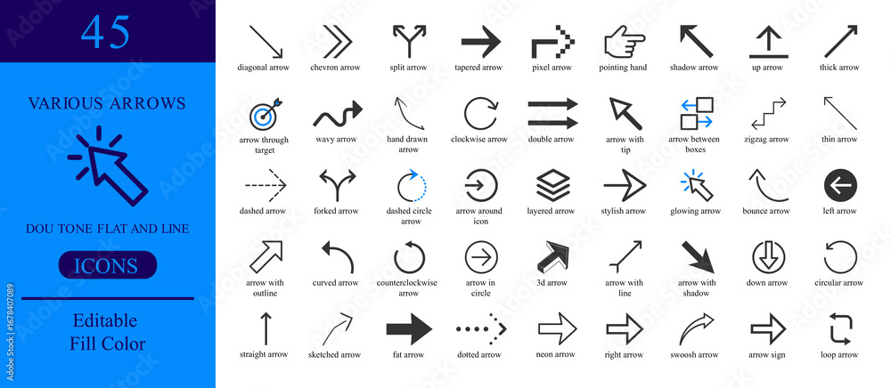 Aufkleber vector art of various arrow icon set featuring direction, pointer, and navigation symbols for web, u