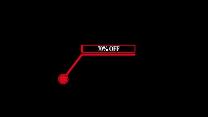 Animation of HUD elements. Hitch style tech HUD element with 70% OFF text. HUD elements on black background 4K video - Powered by Adobe