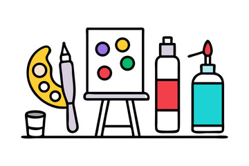 Vector art of art supplies and painting tools in flat design