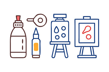 Vector art of art supplies and painting tools in line design