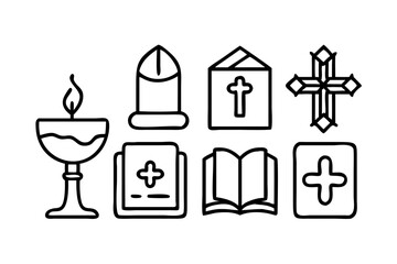 Vector art of christianity religion symbols in line style