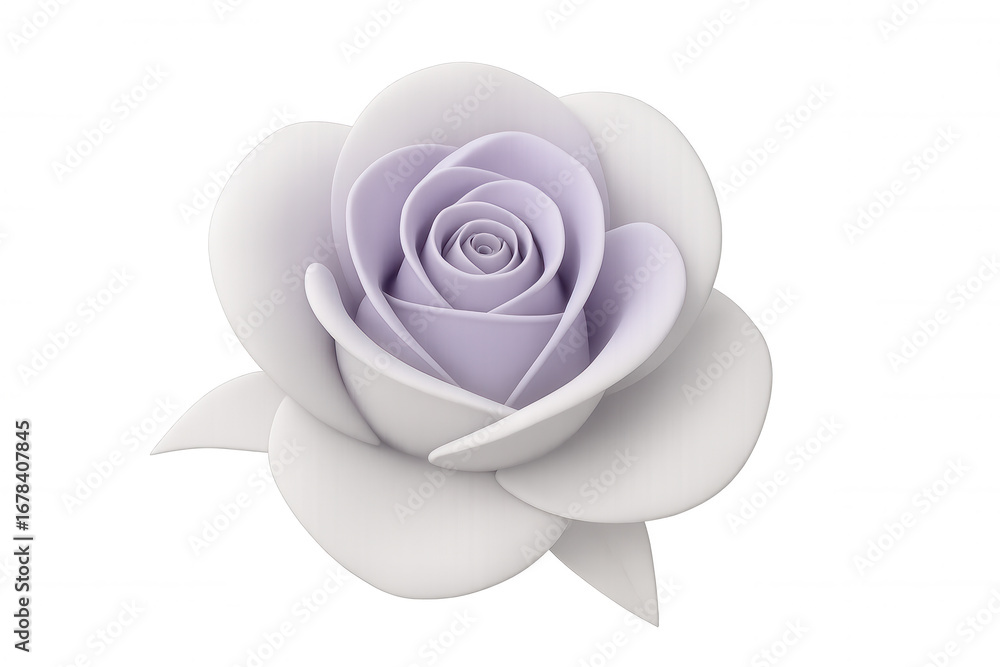 Poster 3d model of a blooming rose with a transparent background, perfect for adding a touch of elegance to
