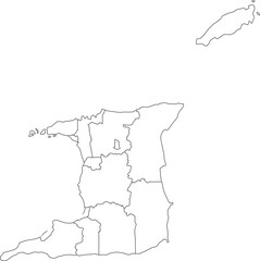 Trinidad and Tobago High detailed map with Regions