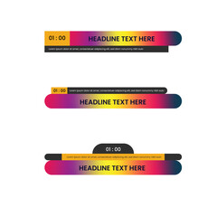 Set Banners And Lower Thrid For News Channel Color Gradient Simple Vector