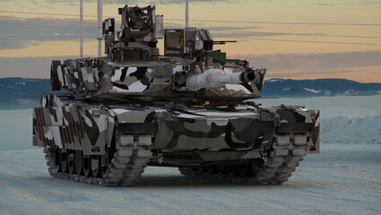  M1A2 Sep Abrams Tusk II tank in winter camouflage