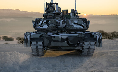  M1A2 Sep Abrams Tusk II tank in winter camouflage