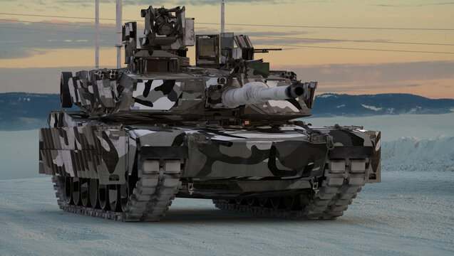  M1A2 Sep Abrams Tusk II tank in winter camouflage