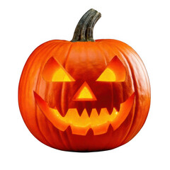 Fototapeta premium Pumpkin jack-o-lantern face, isolated on white and transparent background.