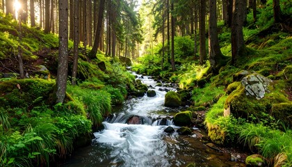 Obraz premium Lush forest stream (2)