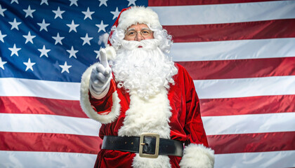 Portrait of Santa Claus with the USA flag