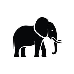 Fototapeta premium Vector illustration of silhouette of an elephant in black and white