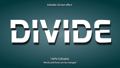 Divide editable text effect with white color and dark shadow