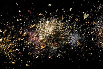 Abstract Explosion of Light and Debris Against a Black Background, Artistic Concept.
