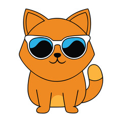 Cute Grumpy Cat Wearing Sunglasses Cartoon Vector Illustration