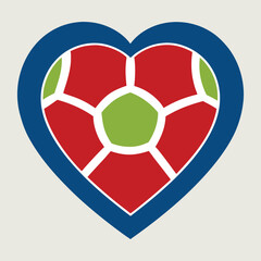 Heart Shaped Soccer Ball Vector Illustration