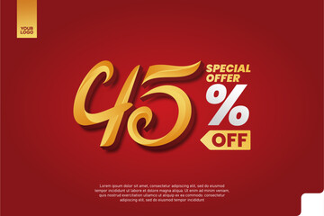 45 Percent Off Sale Promotion Label with Red Chat Bubble