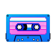 Fototapeta premium Vector art of retro cassette tape in blue and pink color