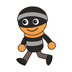 Happy Thief Cartoon Character Walking Vector Illustration