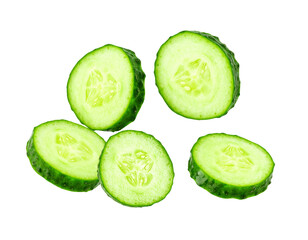 Fresh Cucumber Slices with Water Splash – Transparent PNG