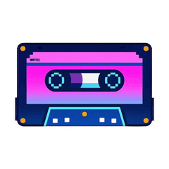 Vector art of retro cassette tape in dark blue and pink color