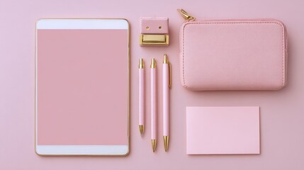 Pink workspace accessories