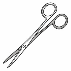 A simple illustration of a surgical scissor with a clean modern design on a white background