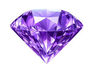 Angled Purple Gemstone Diamond with Soft Glow, Luxury Illustration, Transparent PNG