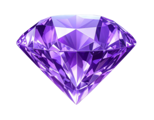 Angled Purple Gemstone Diamond with Soft Glow, Luxury Illustration, Transparent PNG