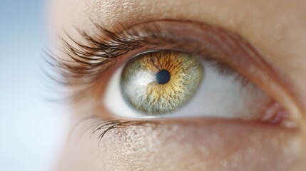 Fototapeta premium Intricate hazel iris gleams mysteriously under soft light, celebrating World Sight Day with deep-focus ocular art appreciation