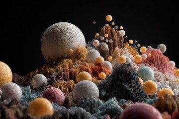 Abstract 3D spheres on landscape