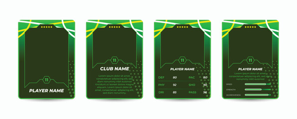 Set of player trading card templates, Photo frame, and border collection for soccer, hockey, volleyball, and basketball players, sports flyer layout design, Template eps 10. © Graphaxil