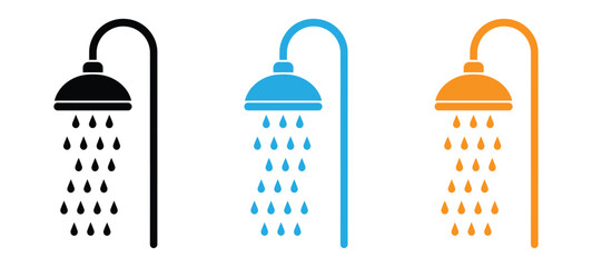 Colorful shower icons for bathroom design and plumbing needs,Shower icon Symbol mark in filled style,Shower icon. A shower is a place in which a person bathe under a spray of typically warm