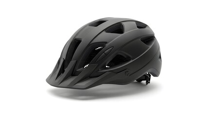 Fototapeta premium Black Helmet for Cyclists: A close-up studio shot of a sleek, black helmet, designed for cyclist safety.
