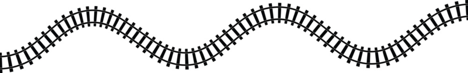 Wavy railway track section isolated graphic transport journey rail line transportation engineering element vector