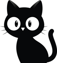 Cute black cat silhouette with big eyes vector illustration adorable feline pet animal character graphic vector