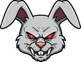 Fierce rabbit head vector illustration angry bunny mascot evil creature illustration wild animal graphic vector