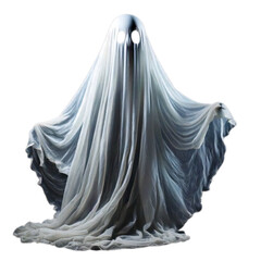 Spooky Semi-Transparent Spirit with Wispy Edges, Ghostly Glow, Isolated PNG