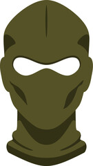 Olive green balaclava mask vector illustration ski mask headwear face cover full head protection cold weather gear vector