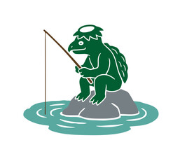 釣りをする河童