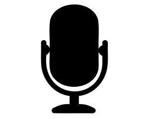 Obraz premium Iconic black silhouette of a classic broadcasting microphone on a white backdrop