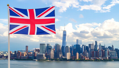 Transatlantic Icons: New York Meets London in Skyline Splendour Flag UK