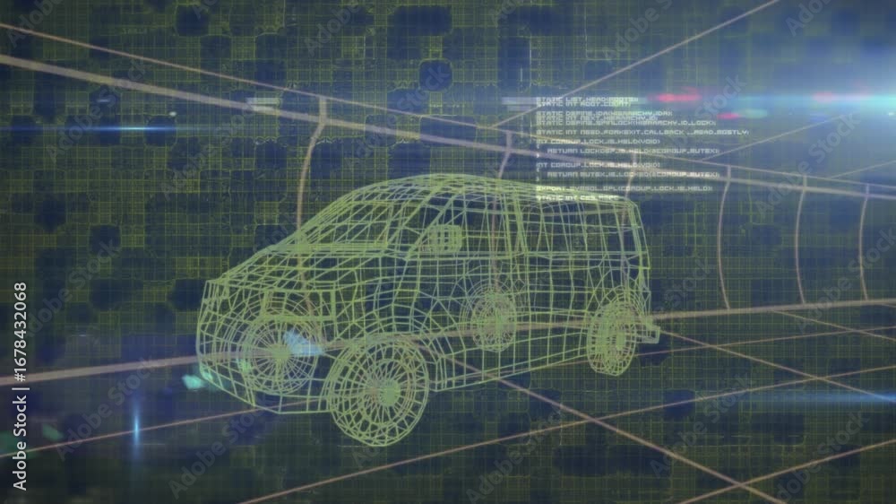 Poster animation of animation of animation of car drawing over car in animation