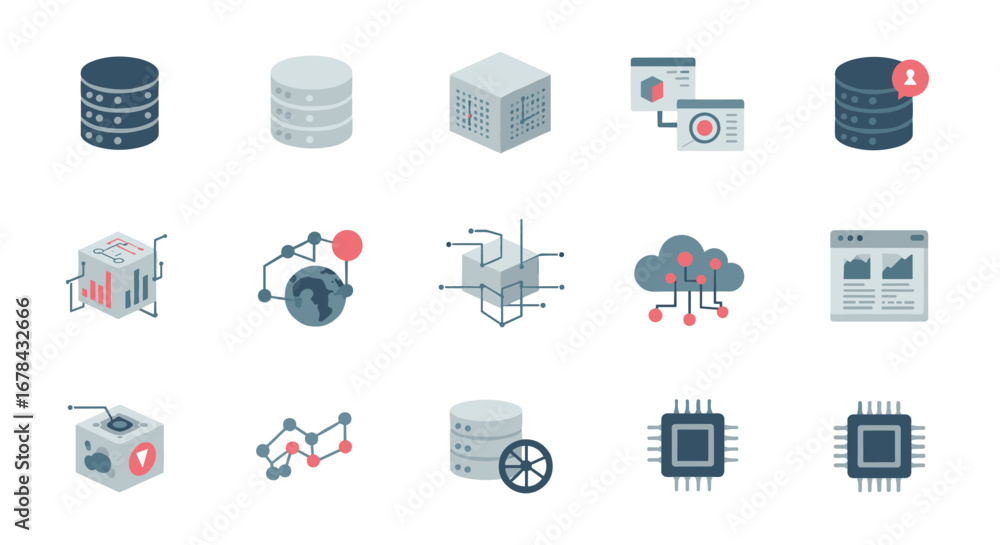 Aufkleber flat graphic icons for data and cloud computing concepts