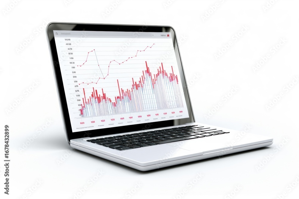 Poster laptop with a graph computer screen chart.